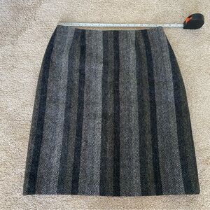 Boden US6 Tweed by Moon Wool Herringbone Pencil Skirt Gray Academia Preppy Vnt